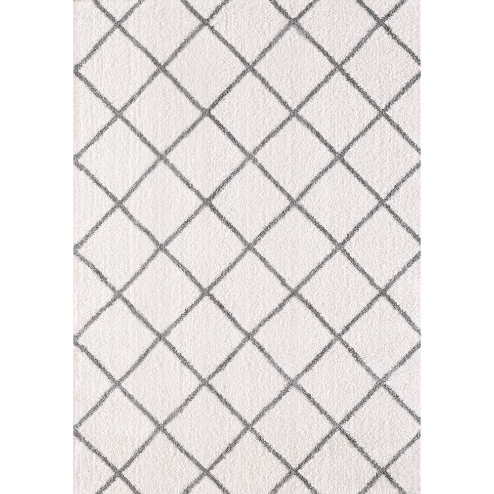 Dynamic Rugs 5920-110 Silky Shag 6.7 Ft. X 9.6 Ft. Rectangle Rug in Ivory/Silver